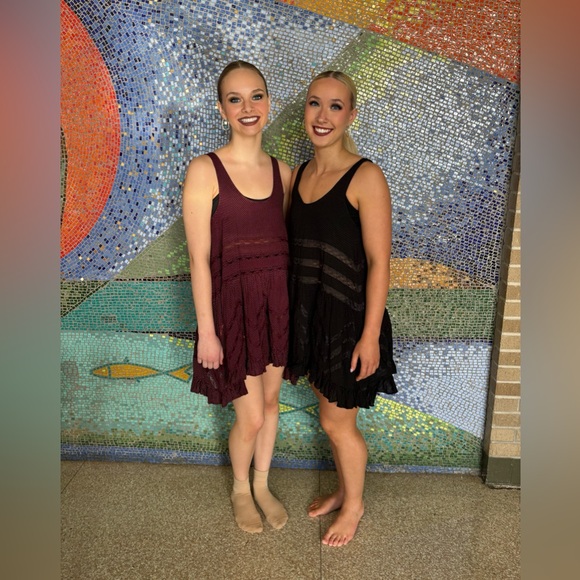 Free People Intimately Voile Trapeze Lace Ruffle Slip Dress in burgundy - Picture 7 of 7